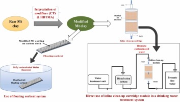 Smart in-line cleanup cartridge modules and floating sorbent systems for BrO3- removal from natural water sources – An innovative approach